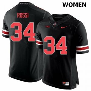 NCAA Ohio State Buckeyes Women's #34 Mitch Rossi Blackout Nike Football College Jersey CYF4645UW